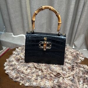 Pratesi Italian Leather Bamboo Top Handle--Excellent Condition